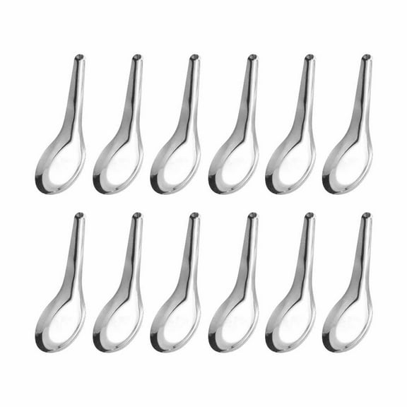 12Pcs Spoon Tableware Soup Rice Tableware Flat SpoonFlat SpoonJY67 Chinese