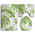 thumbnail image 1 of ABPHQTO Hojas de palmera tropical Juego de alfombras de baño de 3 piezas Alfombra de baño Alfombra de contorno y tapa de inodoro, 1 of 2