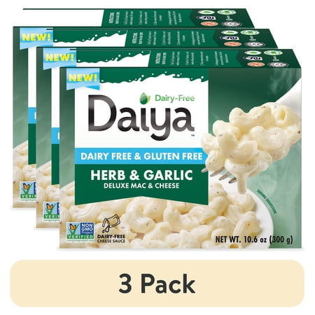 (3 pack) Daiya Dairy Free Gluten Free Herb and Garlic Deluxe Mac & Cheese, Vegan, 10.6 oz (Shelf Stable)