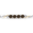 thumbnail image 3 of Gem Stone King 925 Silver and 10K Yellow Gold Brown Smoky Quartz and White Lab Grown Diamond Bracelet for Women | 2.02 Cttw | Gemstone | Round 5MM | Fully Adjustable 9 inch, 3 of 5