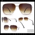 thumbnail image 2 of Mens Rectangular Rimless Racer Perforated Side Visor Metal Sunglasses Gold - Gradient Brown, 2 of 8