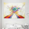thumbnail image 1 of Modern Decor Tapestry, Rainbow Colored Image with Bold Lines and Flowers Buds Blossoms Ivy Artwork, Wall Hanging for Bedroom Living Room Dorm Decor, 80W X 60L Inches, Multicolor, by Ambesonne, 1 of 2