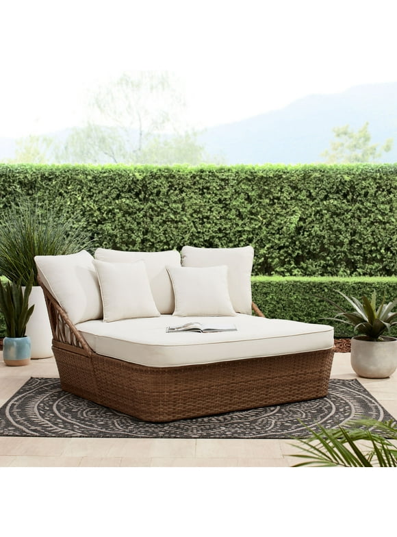 Better Homes & Gardens Willow Sage All-Weather Wicker Outdoor Daybed, Beige