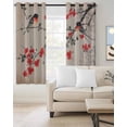 thumbnail image 2 of Vintage Red Floral Blackout Curtains for Bedroom/Living Room, Thermal Insulated Kitchen Curtains, Farmhouse Birds Botanical Grommet Darkening Window Treatment Drapes 42"x63"x2, 2 of 8
