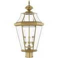 thumbnail image 3 of 3 Light Antique Brass Outdoor Post Lantern Pendant Lighting Fixture with Clear Beveled Glass Shade backed with Hand Crafted Solid Brass material for patio, front porch, entryway and more, 3 of 6