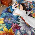 thumbnail image 4 of Manfei Chic Floral Flowers Bedding Comforter Set 7-Piece for Boys Girls,Spring Garden King Bedding Sets,Vintage Aesthetics Ultra Soft Bed Sheets,Lightweight Room Decor,Reversible, 4 of 8