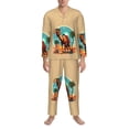 thumbnail image 4 of Mens Pajamas Set - Cool Camel Oasis Vibes Comfy Long Sleeve Button Up Pajama Sets for Men 2 Piece, Soft Sleepwear Nightwear Pjs Lounge Sets for Men with Pockets, 4 of 5
