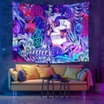 thumbnail image 2 of Tapiz de pared con diseño de esqueleto de Halloween con psicodélicos fluorescentes, 2 of 3