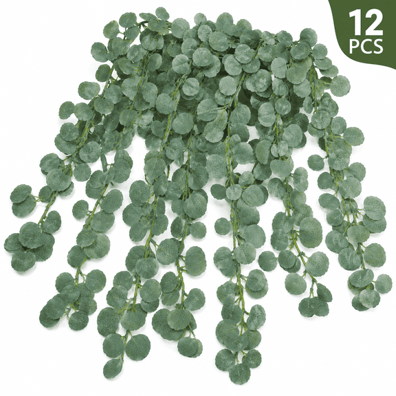 Kabuer Eucalyptus Garland Artificial Leaves Greenery Wreath Fake Vines 12 Pcs