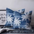 thumbnail image 2 of 24x24 Pillow Covers Set of 2, Summer Palm Trees Square Throw Pillow Covers for Couch/Sofa/Living Room, Tropical Navy Blue Shabby Abstract Art Beach Decorative Soft Pillowcases for Couch, 2 of 7