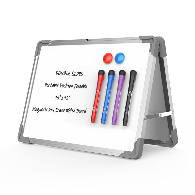 ARCOBIS Dry Erase White Board, 12X16 Magnetic Desktop Whiteboard with  Stand, 10 Markers, 4 Magnets, 1 Eraser, Double-Sided Small White Board  Easel