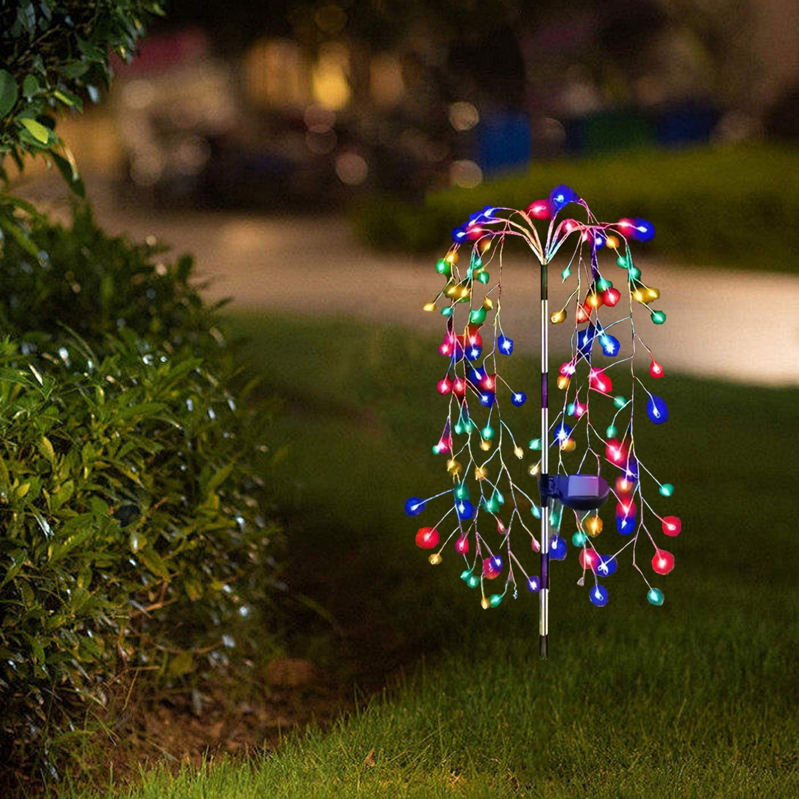 FEOLGEHLY Christmas Solar Garden Lights Outdoor, Multi-Color Solar Firework Lights Path Lights Waterproof, Fairy Twinkle Swaying Tree Decorative Solar Lights for Yard Patio Walkway Party