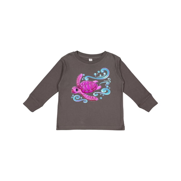 Inktastic Cute Pink Sea Turtle Boys or Girls Long Sleeve Toddler T-Shirt
