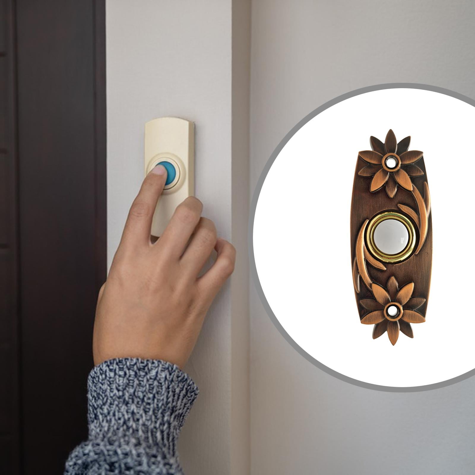 Wired Doorbell Push Button Doorbell Buttons Nighttime Visibility LED Light Brass Heavy Duty for Front Door Home Hotel