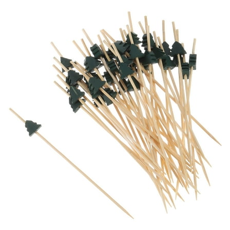 Bamboo Cocktail Toothpicks Christmas Tree Drink Picks Skewer 100Pack, Green
