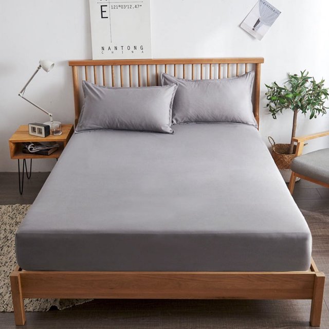 Sábanas bajeras - Microfibra premium ultrasuave resistente a las arrugas - Con funda de almohada (180*220mm, gris 3 piezas)