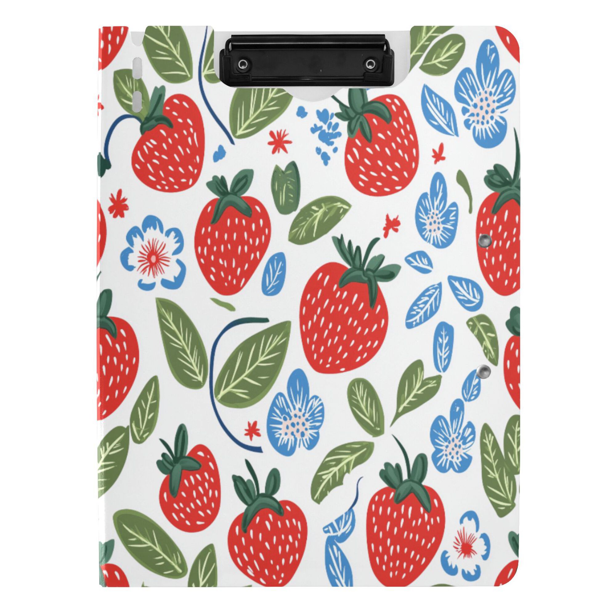 FORMRS A4 Clipboard Folder with Pen Holder Horizontal Foldable School Office Binder, Vibrant Strawberries