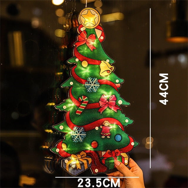 Christmas Decorations Christmas Window Lights, Led Christmas Window Decorations with Suction Hanger, Battery Operated Christmas Light Up Window Decor, Gifted Box for Xmas Party (1Pc)