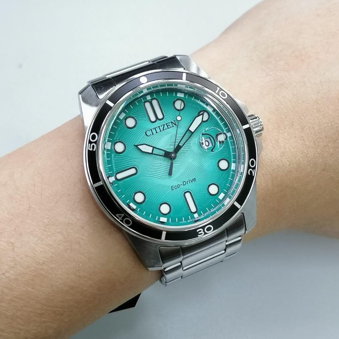 Citizen Marine 1810 Eco-Drive Turquoise Dial Men's Watch AW1816