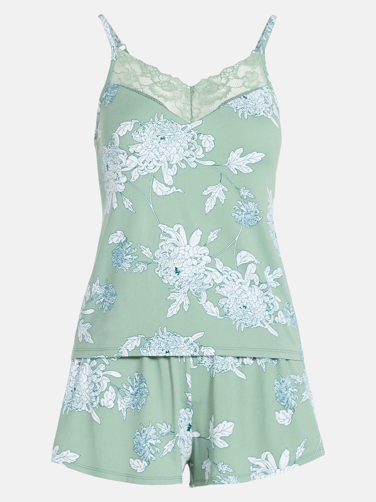 Joyspun Women’s Dreamy Soft Collection Lace Trim Knit Cami and Shorts Set, Sizes XS-3X
