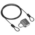 thumbnail image 1 of Uxcell 1-Set Candado de Seguridad, Cable de Acero Recubierto de 3.28FT con Candado de Combinación de 3 Dígitos, Cable Resistente a Cortes [Negro], 1 of 6