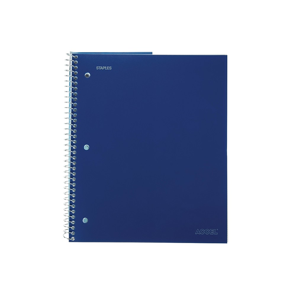 Staples Accel 1Subject Notebook 8.5" x 11" College Ruled 100 Sh. Blue