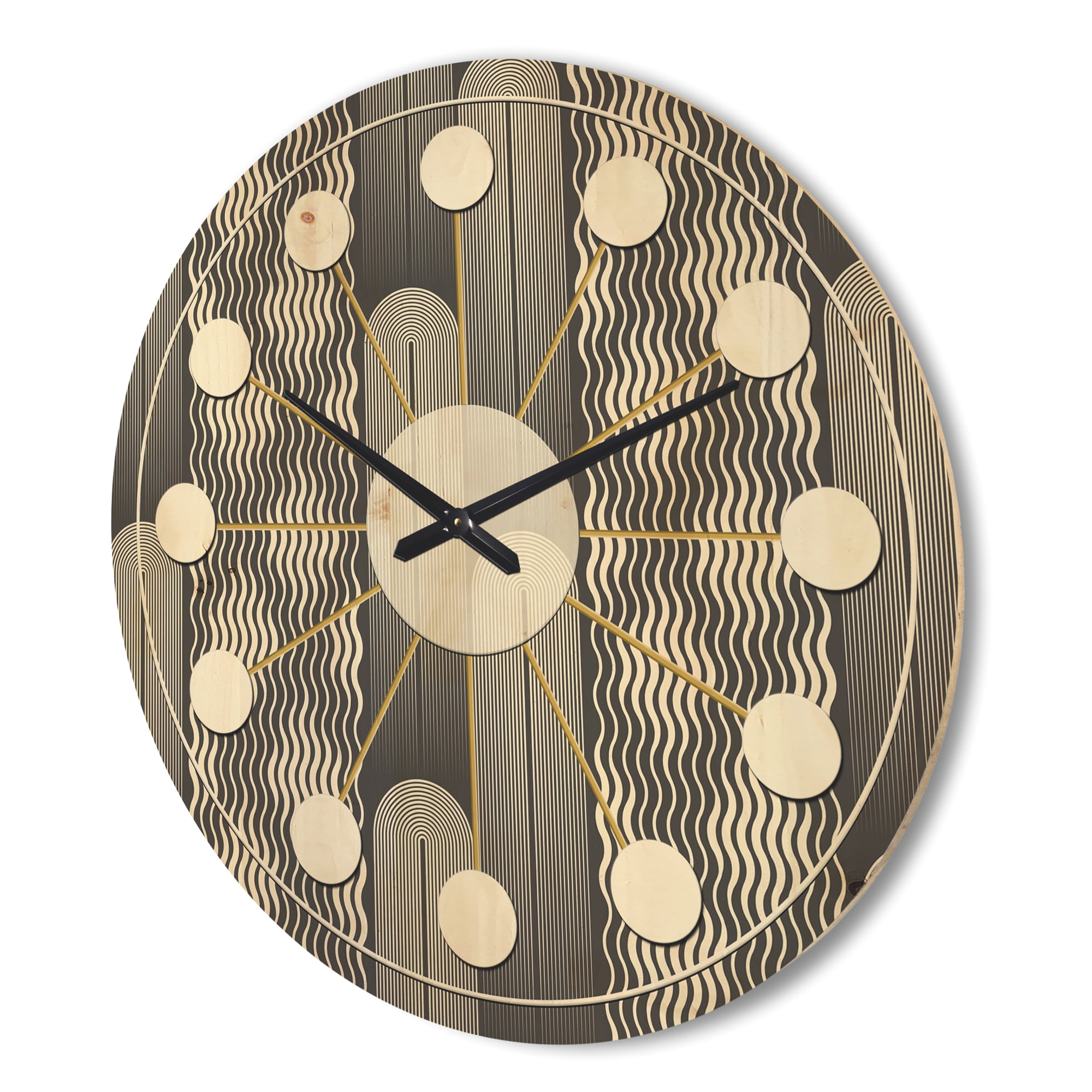 Designart 'Mimimal Monochrome Design II' Mid-Century Modern Wood Wall Clock