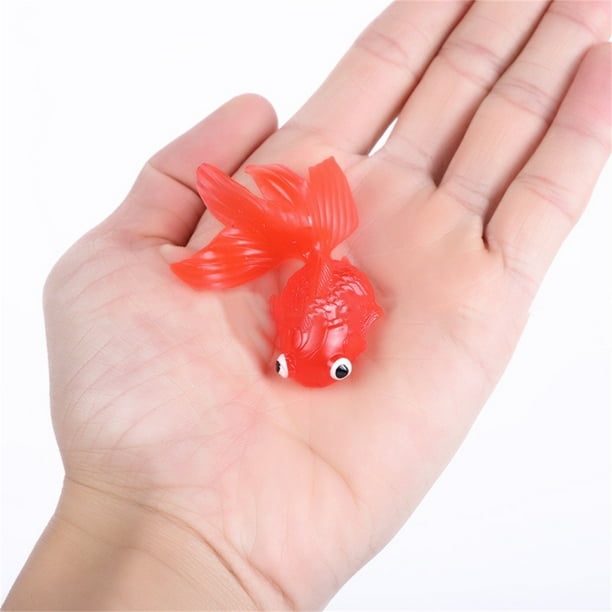 7 pièces Simulation flottante poisson rouge 6.3CM translucide doux TPR  flottant animal marin poisson jouet de pêche pour enfants 