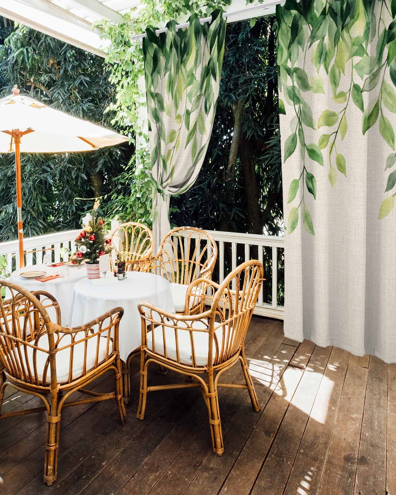 nqOlkjepod Outdoor Curtains for Patio Waterproof, Eucalyptus Leaves Outdoor Privacy Panels Grommet, Vintage Spring Leaves Aesthetic Blackout Outside Curtains for Porch/Cabana 54"x95", 1 Panel