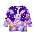 thumbnail image 4 of Drmagiyhm Girls Easter Day Tops Size 10-12 Cute Crewneck Shirts Bunny and Egg Print 3/4 Sleeve T Shirts Casual Stylish Girls Easter Clothes, 4 of 5