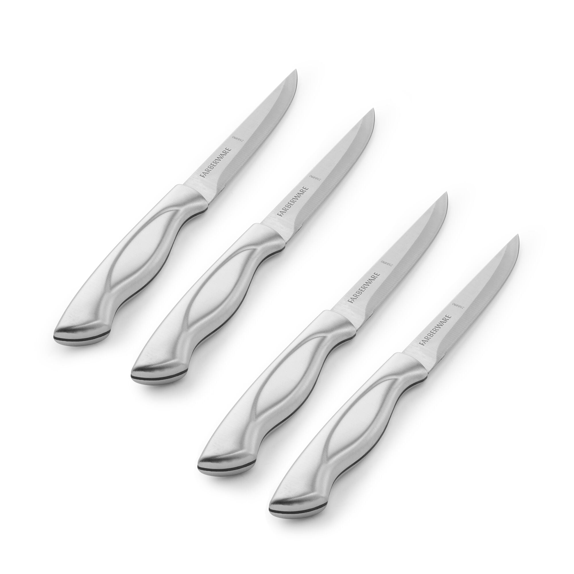 Farberware Classic 4-Piece Stainless Steel Steak Knife Set, Stainless Steel Handles
