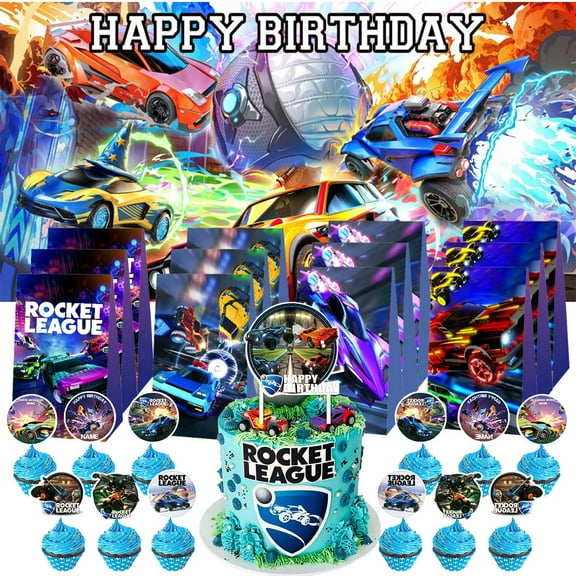 Rocket League Goodie Bags Treat Candy Decorations Party Favor Supplies Birthday Cake Topper Backdrop Banner