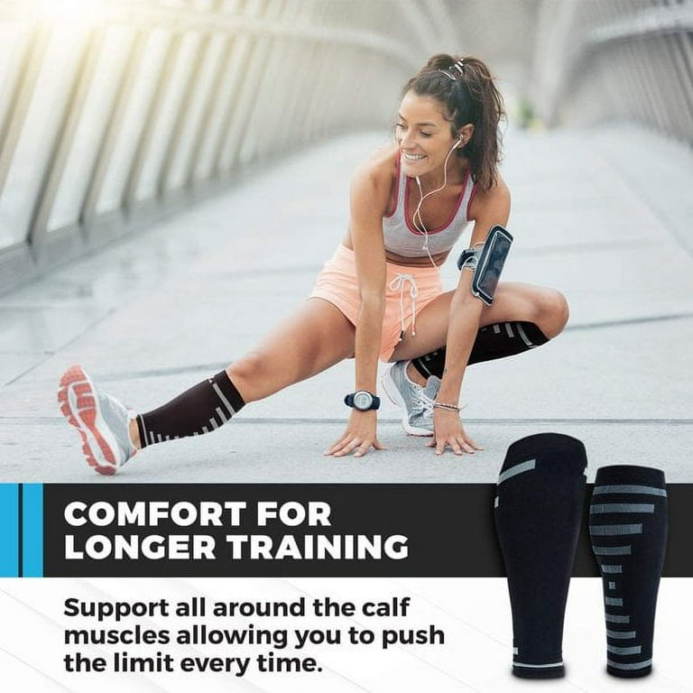 Calf Compression Sleeve (Pair) – Supreme Calf Cramp & Shin Splint Sleeves  for Men & Women – Leg Compression Socks 20-30 mmHg – Great Medium (1 Pair)