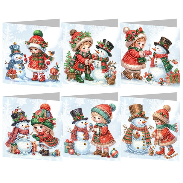Tarjeta Agradecimiento Con Kits Tarjetas Artísticas Bordado Diamantes Imitación 5D Felicitación Cumpleaños 6 Piezas Navidad Manualidades Hechas A Mano para