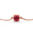 thumbnail image 2 of Gem Stone King 18K Rose Gold Plated Silver Fancy Pink Zirconia Solitaire Bracelet for Women (1.24 Cttw, Cushion Cut 6MM), 2 of 4