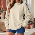 thumbnail image 6 of larppty Christmas Sweatshirts Women Christmas Light Sweaters Merry and Bright Long Sleeve Shirts Crewneck Pullover Tops (Beige, L), 6 of 9