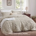 thumbnail image 4 of U by Bedsure Queen Tufted Boho Comforter Set, 3 Pieces Farmhouse Shabby Chic Embroidery Linen Bedding Set, Soft Jacquard Comforter for All Seasons, Natural, 4 of 10