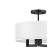 thumbnail image 3 of Home Decorators Collection Hiddenbrook 15 in. 3-Light Matte Black Semi-Flush Mount with White Fabric Shade, 3 of 5
