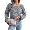 thumbnail image 2 of Women'S Casual Knitted Pullover Sweaters Long Sleeve Crew Neck Jumper Tops Gray L, 2 of 10