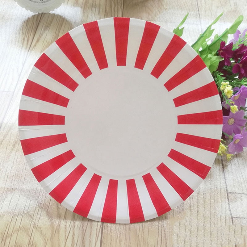 striped paper plates