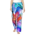thumbnail image 2 of Goofa Bright Flowers Printed Soft Pajama Pants for Women, Wide Leg Comfy Casual Lounge Yoga Pants-Large, 2 of 9