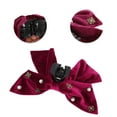 thumbnail image 3 of Unique Bargains Elegant Pearl Rhinestone Bow Hair Clips 2 Pcs Black Wine Red Pearl, 3 of 6