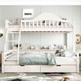 thumbnail image 3 of Harper & Bright Designs Twin over Full Bunk Bed with Storage Drawers and Shelves, Solid Wood Bunk Bed Frame with Guardrail and Ladder, Convertible 2 Beds, Beige, 3 of 15