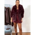 thumbnail image 4 of Women'S Faux Fur Coat Faux Fur Jacket Long Sleeve Lapel Winter Jackets Parka Short Coat Wine Red XL, 4 of 9