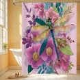thumbnail image 2 of Dragonfly Shower Curtain, 1-Pack Dragonfly Bathroom Shower Curtain, Purple Vintage Plant Flowers Fabric Bathroom Decoration, 48x72inch, 2 of 5