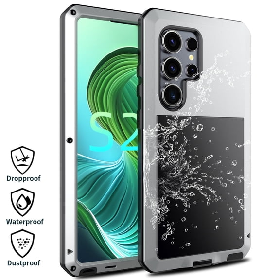 Allytechgroup Shockproof Phone Case for Samsung Galaxy S25 Ultra, Military-Grade Protection, MagSafe & Car Mount Compatible, TPU/PC Bumper, Water-Resistant Case for Samsung Galaxy S25 Ultra,Silver