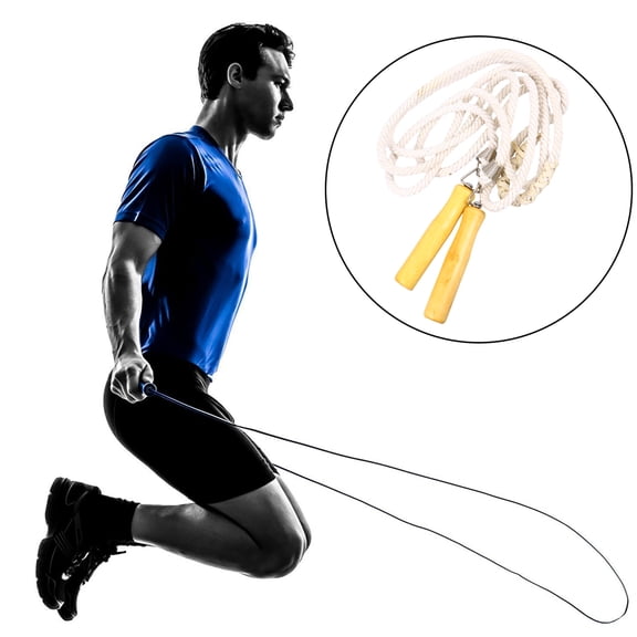 unbranded P.E.Test Jump Rope Durable Jumping Exercise Equipment Wooden Handle Skipping Rope for School (3 Meters)