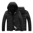 thumbnail image 4 of IYTR Mens Winter Jacket Long Sleeve Jacket Casual Jacket Clothes Coats with Pocket Zipper Turndown Collar Solid Color Black XXL, 4 of 5