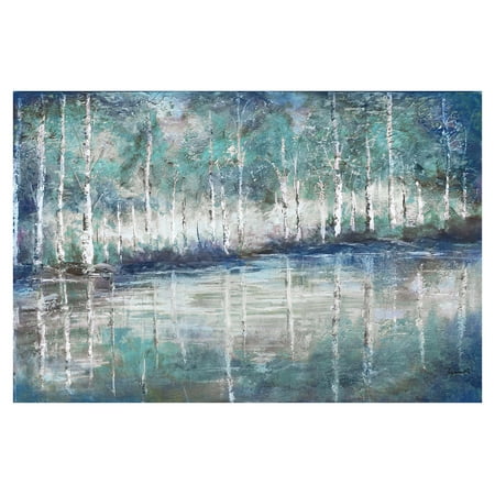 Aspen Ski Posters - Aspen Pond | Gorgeous Teal and Blue Tree Lined Abstract by Tre Sorelle Studios; One 18x12in Paper Poster Print