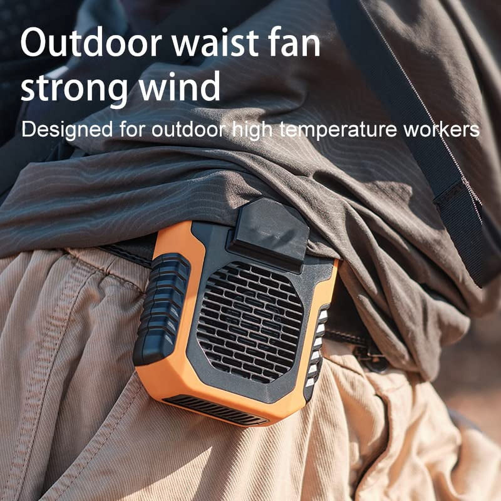 6000mAh Portable Waist Clip Fan Belt Fan Body Fan, 6000RPM Strong Airflow, 3 Speeds, Rechargeable belt clip fan with USB port for Outdoor Works, Farm, Hiking, Camping (Green)